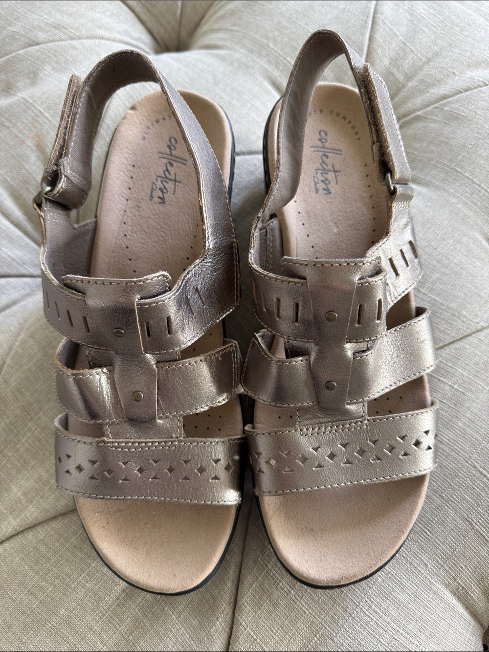 Clarks Metallic Bronze Multi-Strap Comfort Sandals